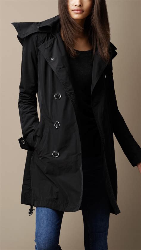 hooded trench coat.